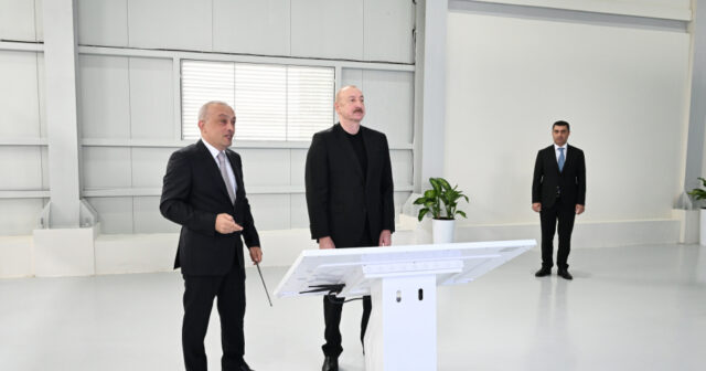 İlham Aliyev Yevlah şehrindeki kum filtresi teknolojili su arıtma tesisinin açılışına katıldı