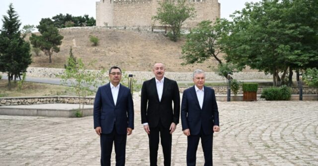 Azerbaycan, Özbekistan ve Kırgızistan cumhurbaşkanları Ağdam’da Şahbulak Kalesi’nde bulundular